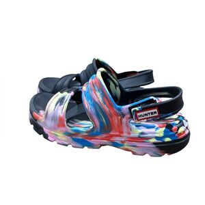 Hunter Women's Black and Pink Sandals